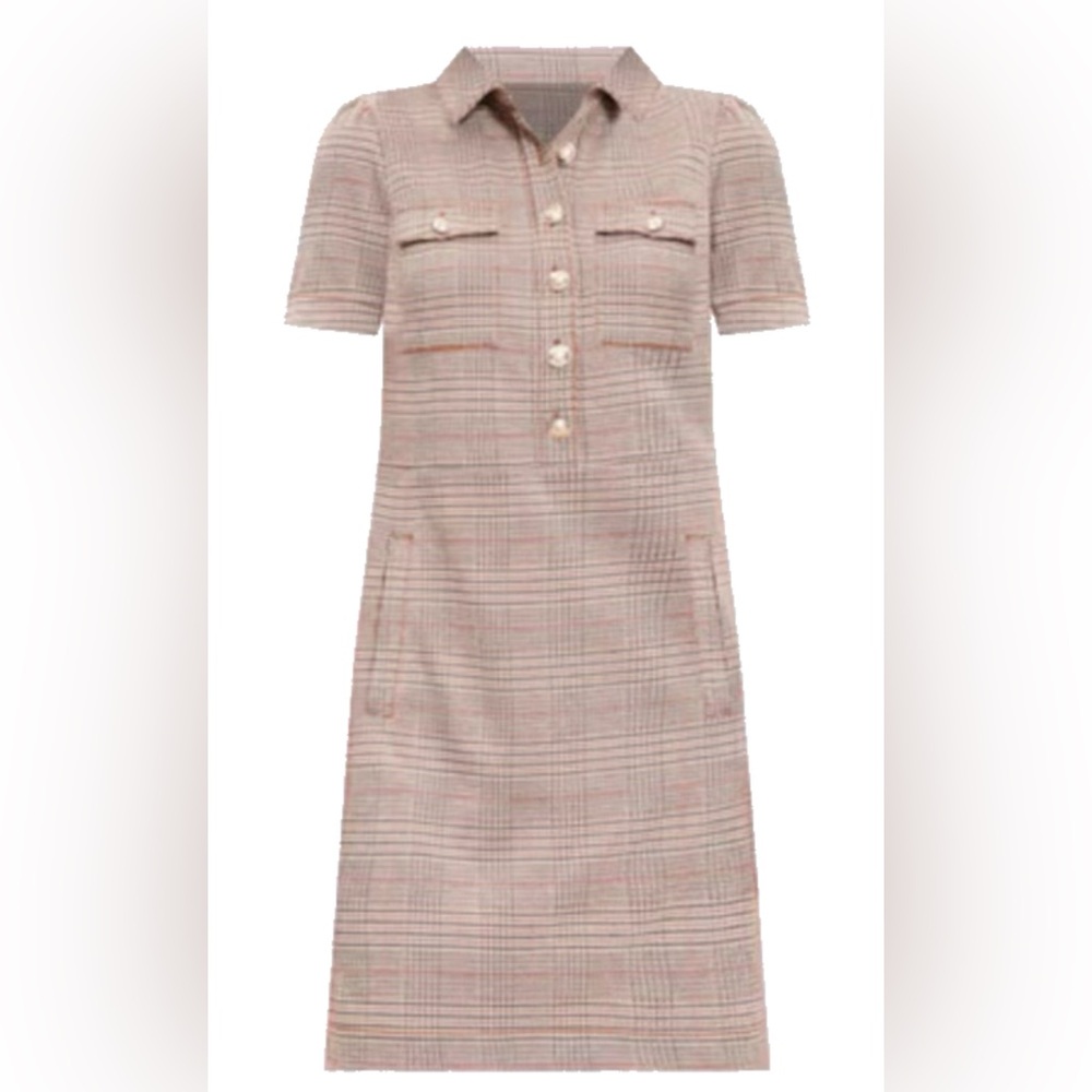 LOFT Petite plaid collared short sleeved dress